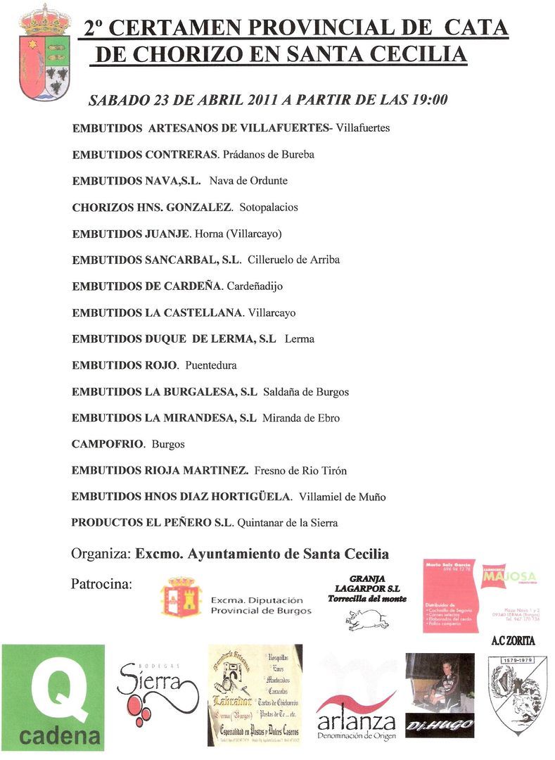 2º CERTAMEN PROVINCIAL DE CATA DE CHORIZO EN SANTA CECILIA